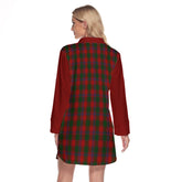 Bruce Old Tartan Women's Lapel Shirt Dress With Long Sleeve